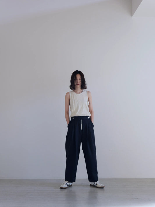 #002 RAW ZIP TROUSERS